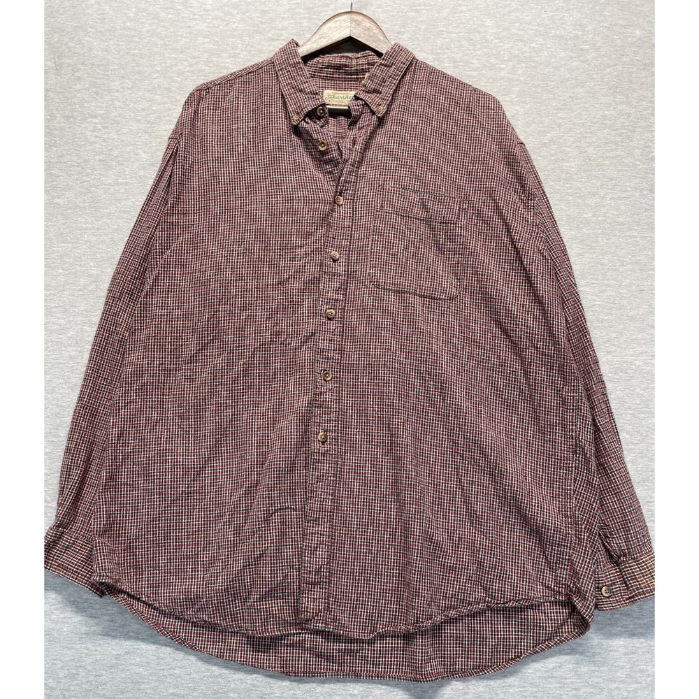 St. John's Bay Shirt Mens Tall XLT Maroon Micro Plaid Long Sleeve Button Down